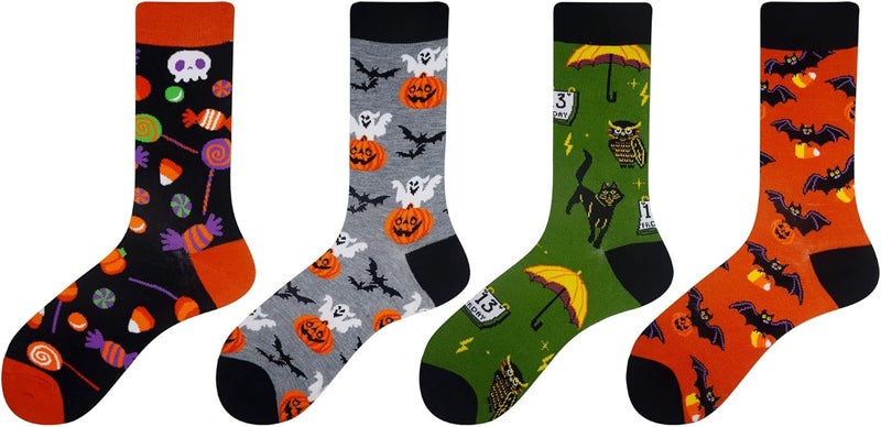 Cansok Men's 2/4 Packs Fun Crazy Novelty Dress Crew Socks - Image 2
